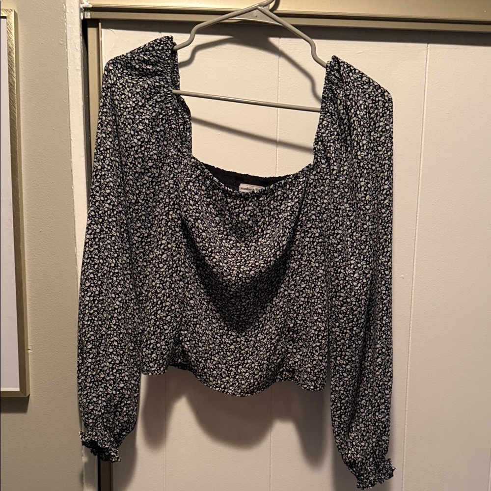 Abercrombie & Fitch Black Floral Blouse